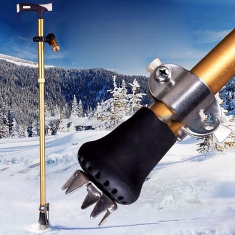 Jonlaki Cane Tips for Ice, All Terrain Heavy Duty Metal 4 Prong Retractable Ice Cane Tip Attachment for Ice Snow Canes Crutches Walkers, Tip Points for Winter Snow Safety - Image 3